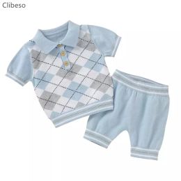 Shorts Summer Baby Infant Clothing Set Baby Boys Knitted Suit Toddler Girl Short Sleeves Clothes Outfits Child Tops Shorts Baby Outfits