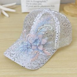 Ball Caps Korean Version Lace Baseball Cap Summer Outdoor Travel Sun Shading And Protection Versatile Sequin Breathable Hat