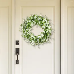 Decorative Flowers Gypsophila Wreath Elegant Summer Hanging Ornament Flower Front Door Spring For Porch Patio Garden Indoor Home