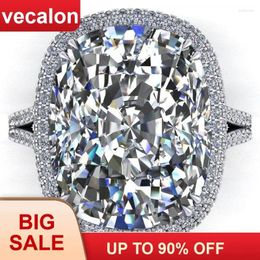 Cluster Rings Vecalon 2024 Big Promise Ring 925 Sterling Silver Cushion Cut 8ct Zircon Cz Engagement Wedding Band For Women Men Jewellery