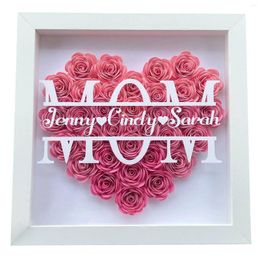 Decorative Flowers Love Flower Box Mother's Day Gift White Picture Frame Pink Bedroom Tabletop Decoration