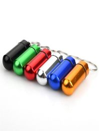 15 Pack Pill Box Keyring Colourful Aluminum Alloy Pill Container Water Resistant Keychain Emergency Stash Pill Holder for Outdoor24390090