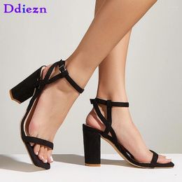 Dress Shoes Ladies Sandals Wth Heel 2024 In Fashion Buckle Strap Footwear Slides High Heels Casual Outside Female Women Pumps