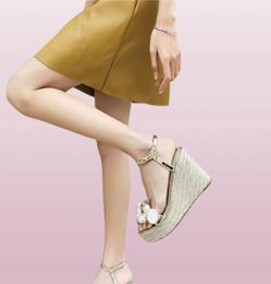 Shell Pearl Wedges Platform Sandals Women Summer Gold Sliver Ankle Buckle Strap Party Fashion Beach Shoes Drop Ship1035724