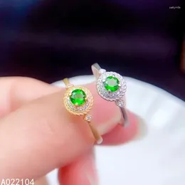 Cluster Rings KJJEAXCMY Fine Jewelry 925 Sterling Silver Inlaid Natural Diopside Women Vintage Round Adjustable Gem Ring Christmas