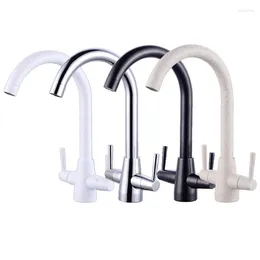 Bathroom Sink Faucets Kitchen Basin Faucet Double Handle Tap Swivel Spout Cold And Bath Mixer Water Deck Mounted