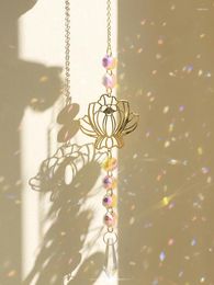 Garden Decorations 5 Crystals Lotus Buddha Seat Sun Catcher Hanging Chakra Prisma Crystal Suncatcher Stained Glass Rainbow Pendant