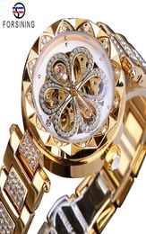 Forsining Mechanical Women Watch Top Brand Luxury Diamond Female Watches Automatic Gold Stainless Steel Waterproof Ladies Clock3278188