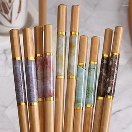 Chopsticks 5Pair Reusable Handmade Imitation Porcelain Bamboo Japanese Natural Sushi Chopstick Multi Color Wood Chop Sticks