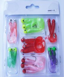 17pcs mix size jig head with maggot grub worm lure lead head hook2899892