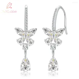 Dangle Earrings IsRabbit 18K Gold Plated White Sapphire Diamond Drop For Women Wedding Engagement Gift 925 Sterling Silver Fine Jewelry