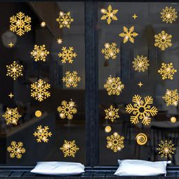 Window Stickers Christmas Glitter Snowflake Wall Party Decoration Removable Static Year 2024