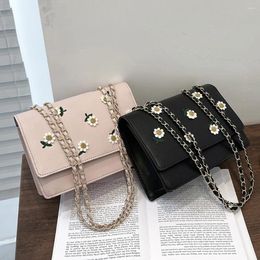 Shoulder Bags Fashion Women Flower Print Messenger Bag PU Leather Chain Handbags Small Square Package Designer