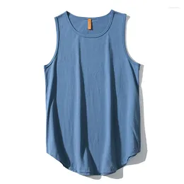 Men's Tank Tops Summer Solid Color Casual Round Neck Sports Vest Sleeveless T-shirt