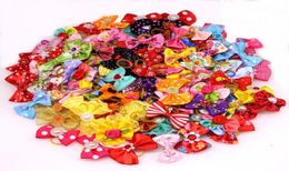 100pcs Mixed Styles Pet Puppy Dog Cat Hair Bows with RhinestonePearsFlowers Pet Dog Grooming Accessories Bows Supplies16150761