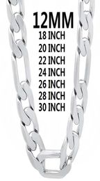 Chains Solid 925 Sterling Silver Necklace For Men Classic 12MM Cuban Chain 1830 Inches Charm High Quality Fashion Jewellery Wedding4206889