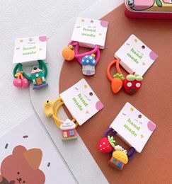 New Korean Sweet Girl Baby Cute Cartoon House Fruit Hair Rope Headwear Fashion Children039s Rubber Band Hair Accessories1277523