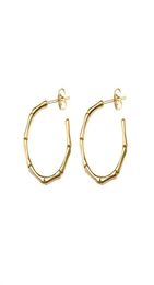 Stud Fashion Stainless Steel Bamboo Earrings Waterproof Jewellery C Shape Gold Metal Women Bijoux Femme Party Gift4867695