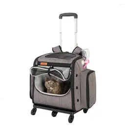 Cat Carriers Folding Trolley Tug Pet Bag Universal Wheel Large Capacity Multifunctional Outdoor Travel Backpack With Free Accessories
