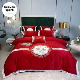 Bedding Sets 600TC Luxury Flower Set Silk Bed Line Embroidery Duvet With Quilt Cover/Flat Sheet/Bedspread/Pillowcase 220x240