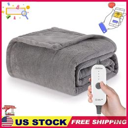 Blankets Sunbeam Royal Luxe Grey Heated Personal Throw / Blanket Cozy-Warm Adjustable Heat Settings
