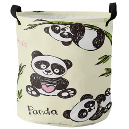 Laundry Bags Cute Cartoon Animal Panda Bamboo Foldable Basket Large Capacity Waterproof Clothes Storage Organizer Kid Toy Bag