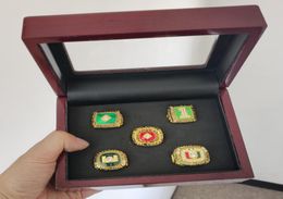 5 Pcs 1983 1987 1989 1991 2001 Miami Hurricanes National Championship Ring Set With Wooden Box Fan Promotion Gift whole Drop S7263910