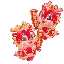 Decorative Figurines 1 Pair Chinese Year Door Sticker Of Dragon Decal Non-adhesive Window Decoration