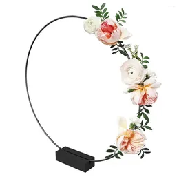 Decorative Flowers Metal Wreath Hoop Sturdy Floral With Black Stand Strong Garland Craft Maker Ring Table Centrepiece Home Decor