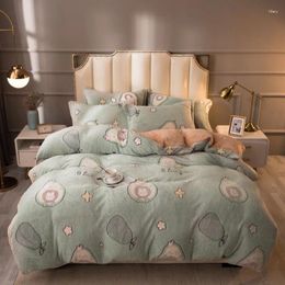 Bedding Sets Bedroom Bed Four-piece Set Winter Thickened Warmth Snowflake Quilt Cover Fashion Light Luxury Family El