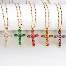 Pendant Necklaces Gorgeous Cross Zircon Necklace Religious Belief Prayer Love Hope Blessing Church Jewelry Good Luck Accessories
