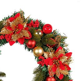 Decorative Flowers Christmas Wreath 40cm For Front Door Artificial Ball Ornaments Holiday Wedding Party Office Window