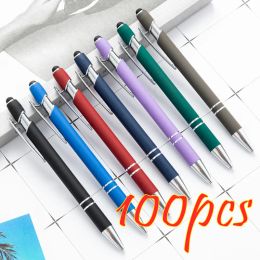 Pens 100pcs Metal Ballpoint Pen Touch Screen Pen Office School Advertising Pen Custom Logo Text Engraving Laser Engraving Custom Pen