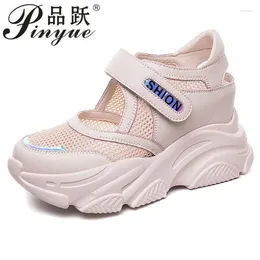 Casual Shoes Leather Quality Summer Women Breathable Platform Height Increased Vulcanised 8CM Thick Sole