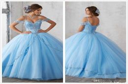 Luxurious Crystal Strapless Ball Gown Quinceanera Dresses Sweetheart Floral Puffy Rhinestone Organza Tiered Skirts Sweet Prom Gown8056520