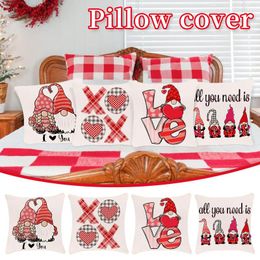 Pillow Valentine's Day Cover Sofa Custom Home Decoration Living Room Soft Pillowcase Letter Red Flax 18x18