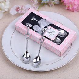 Coffee Scoops 500pcs 250set Double Heart Spoons Wedding Favours Christmas Birthday Party Gifts Dinnerware Kitchen Tableware