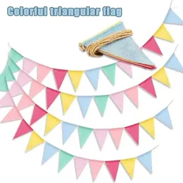 Party Decoration 12 Flags Cotton Pennant Bunting Happy Birthday Wedding