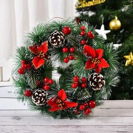 Decorative Flowers Christmas Wreath Garlands For Front Door Champagne Gold Window Wall Decoration Garland Ornament Party Supplies