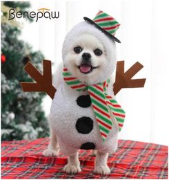 Dog Apparel Benepaw Christmas Dog Sweater Hoodie Flannel Pet Cat Puppy Clothes Antlers Scarf Winter Warm Outfit Hooded Clothing Co5128199