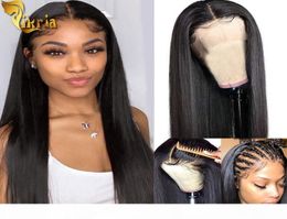 Silky Straight 13x4 Lace Front Human Hair Wigs Full Lace Wig 100 Unprocessed Brazilian Indian Virgin Straight Human Hair For Blac2201660