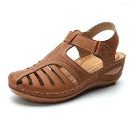 Casual Shoes 2024Fashion Summer Women Sandals Hollow Round Toe Wedge Female Comfortable Beach Ladies Hook Loop