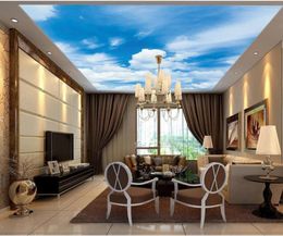 Wallpapers 3d Murals Wallpaper For Living Room Ceilings Blue Sky And White Cloud Mural Modern