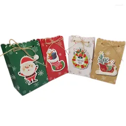 Gift Wrap 12/24/36/48PCS Merry Christmas Kraft Packaging Bags Cookie Candy Apple Box Party Favours For Guests Navidad Year Decor