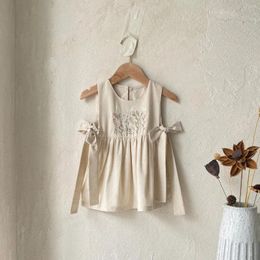 Girl Dresses Baby Girls Long Dress Spring Autumn Floral Embroidery Butterfly Lace With Apron Korean Style Sleeveless Casual Simple Sundress