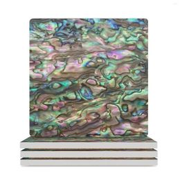 Table Mats Natural Abalone Paua Shell Ceramic Coasters (Square) Drink Set Cup For Tea Coffee Cups