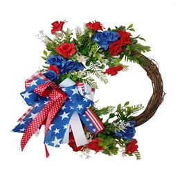 Decorative Flowers Front Door Patriotic Independence Day Wreath Creative American Flag Home Decorations