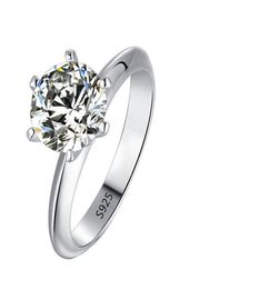 925 Sterling Silver Lab Created Diamond Ring for Women Engagement Wedding Rings Fine Jewellery Whole8084222