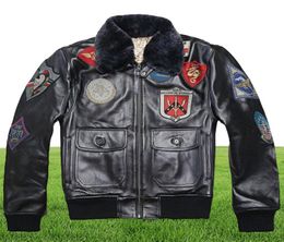 AVIREX 2019 real fur collar cowskin flight jacket men bomber jacket men genuine leather coat motorcycle8198071