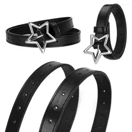 Belts PU Leather Five-point Star Waistband Ins Heart Metal Buckle Belt Thin Waist Women Men